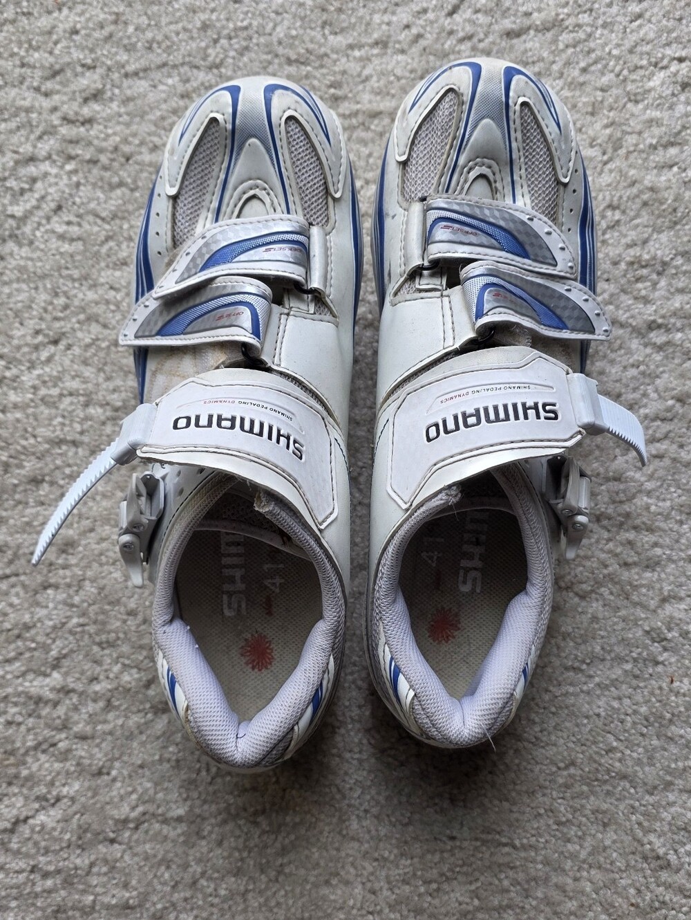 White Shimano Women's Cycling Shoes, Size 8.5US / 41EU